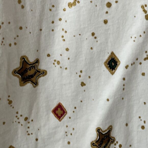 Vtg 90s FUN ART rodeo spatter tshirt oversize funky 3/4 slv sheriff womens OS - Picture 7 of 8